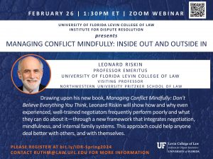 Institute for Dispute Resolution Spring Lecture 2024 Flier