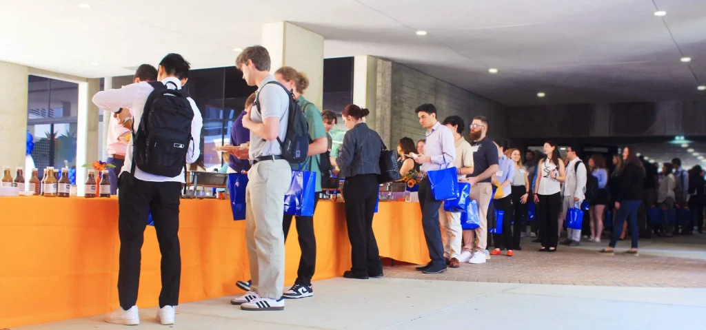 Event attendees in line for lunch