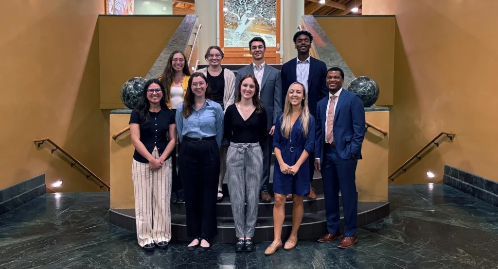 Back (left to right): Haley Spinger, Tiffany Crouch, Ryan McKeever, Tyler Kendrick. Front (left to right): Natasha Peet, Caroline Levine, Faith Marcus, Gabriella Cerasoli, Tyler Lattimore (director).