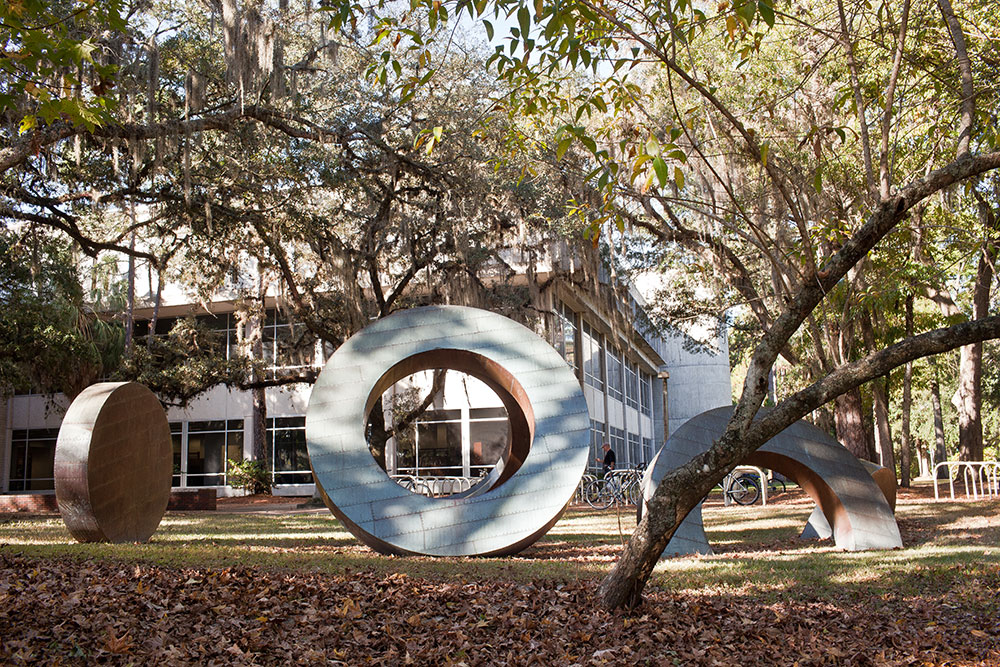 Art installation on campus grounds