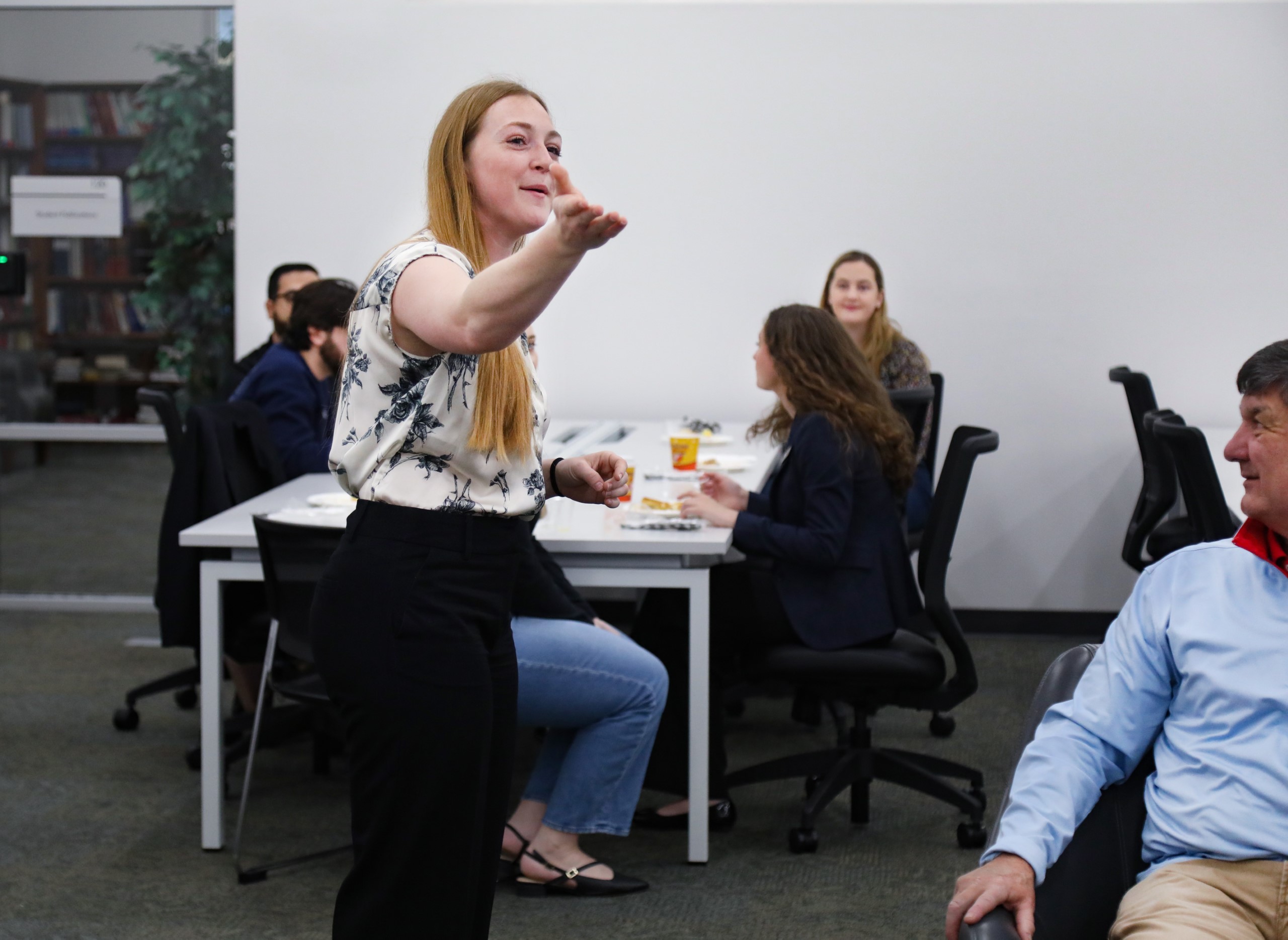 A celebratory brunch was held at UF Law in honor of Professor Dennis Calfee and his 50 years of service to the law school. Attendees enjoyed food and conversation on Saturday, November 16 as Professor Calfee took time to speak with guests.