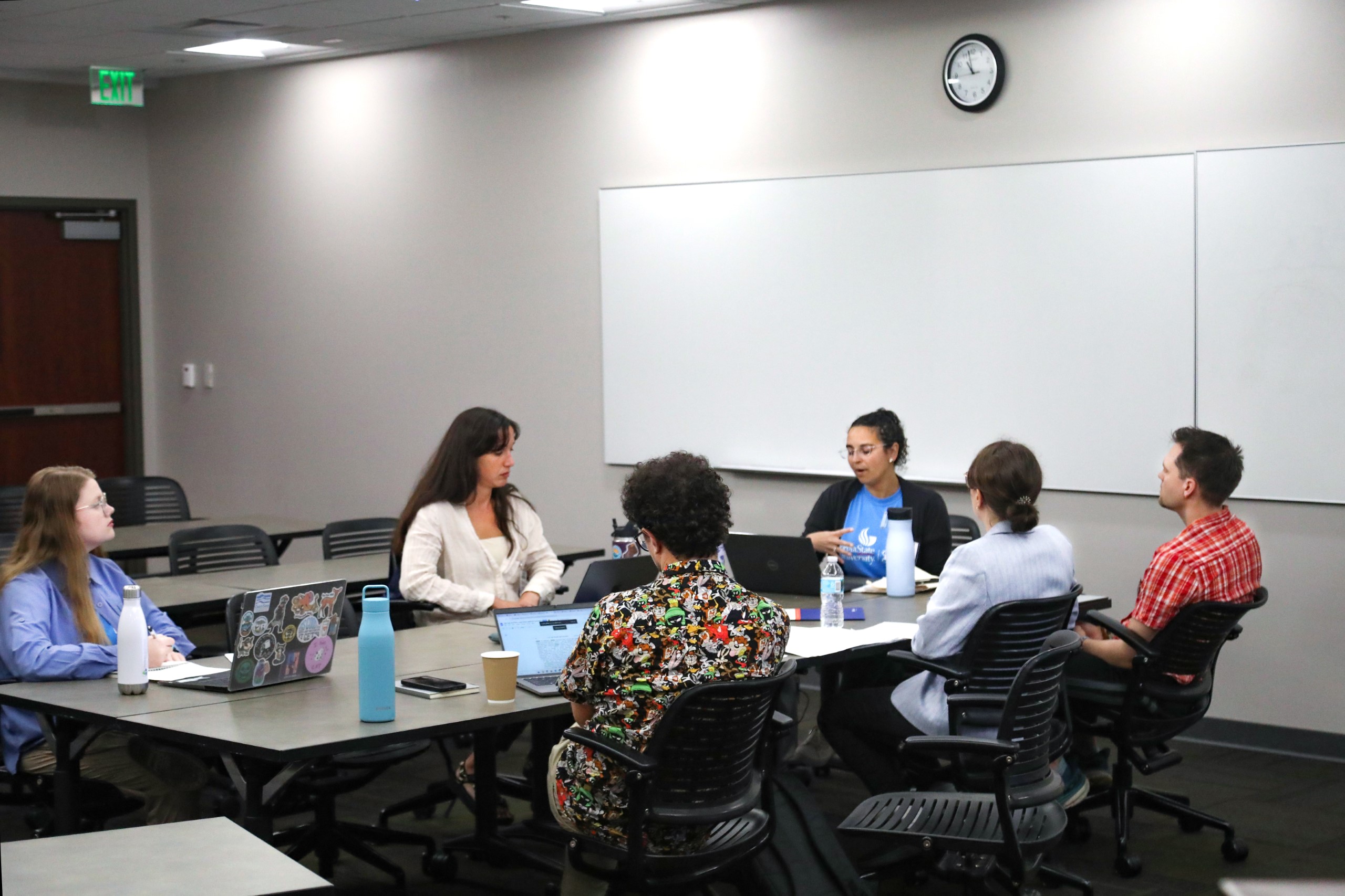 Attendees of the Junior Law Conference at UF Law share ideas and listen during three small-group panels on November 7 at UF Law's Martin Levin Advocacy Center courtrooms. The panels included the Environmental Rights panel with panelists Ethan Prall, Camila Bustos, Tony Derron, Amber Polk, and moderator Thomas Hawkins; the Climate Law panel with panelists Monica Iyer, Angela Hefti, Paul Rink, and moderator Sam Bookman; and the Water Law and Financial Incentives panel with panelists Valentina Wagner, Annie Brett, Adam Orford, and moderator Alex Erwin.