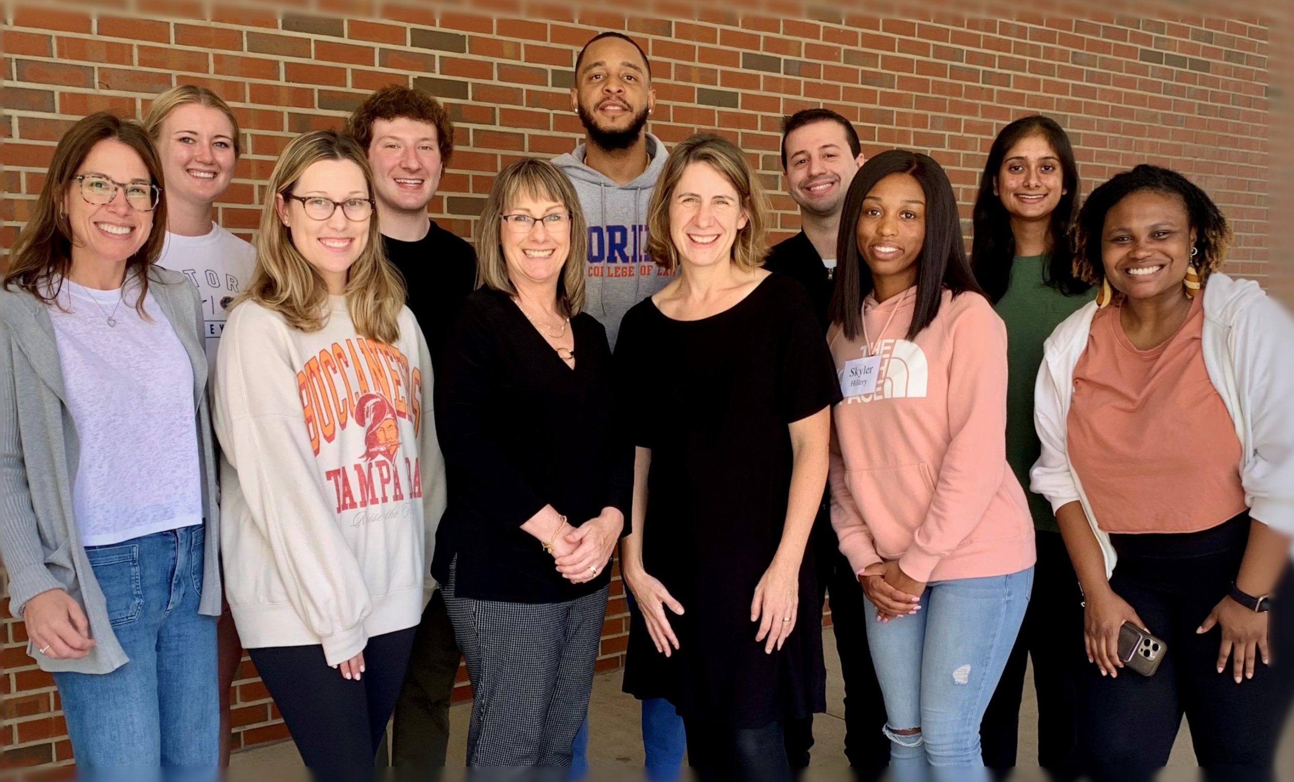 The Mediation Clinic at Florida Supreme Court County Mediation Training, featuring Kimberly Kosch from the Florida Supreme Court DRC Office as a primary trainer. Pictured from left to right, front row: Professor Stacey Steinberg, Lauren Sellers, Kimberly Kosch (Florida Supreme Court), Professor Donna Erez-Navot, Skyler Hillary, Danielle Arnwine. Pictured from left to right, back row: Claire Wubben, Jacob Orlick, Kenneth Butler, Brandon Abzug, Kaysha Kapadia.