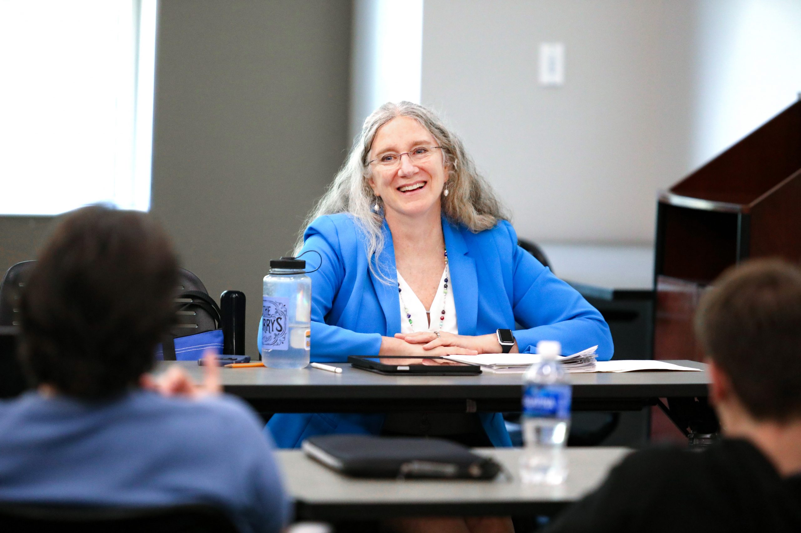 Professor Sarah Wolking with students