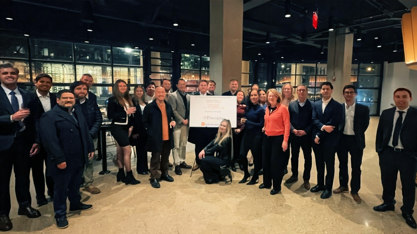 Students and faculty gathered at Procopio, Washington, D.C., for the 2026 Tax Policy Compressed Course reception, hosted by UF Law Tax alumnus Pedro Corona.